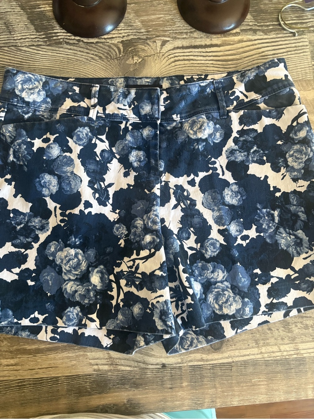 The Limited Navy and White Floral High-Waist Shorts